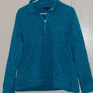 LANDS END aqua blue zip up sweater cardigan size 18
